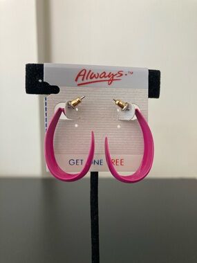 Always Bright Pink Curved Hoop Earrings